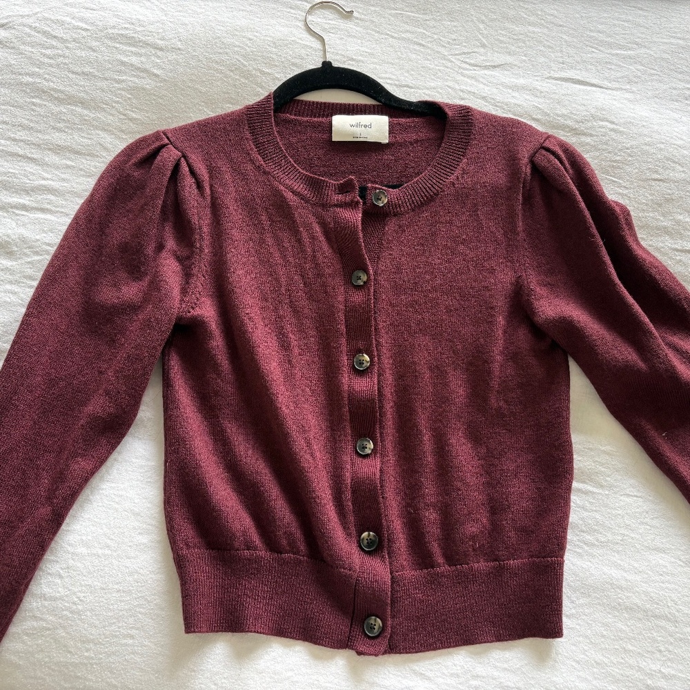 Merino Wool Puff Sleeve Cardigan Wilfred